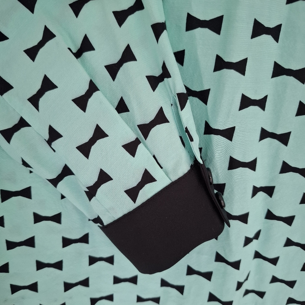 Kate Spade Isadora Mint Green And Black Silk Top Size 2 - Picture 5 of 9